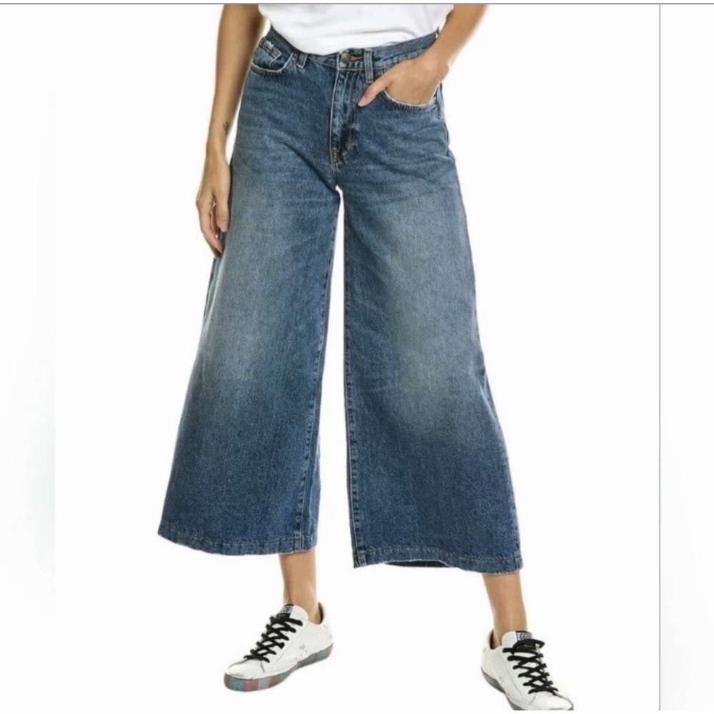 Current/Elliott Women's Wide Leg Crop Jean Size 29 Bromes Blue